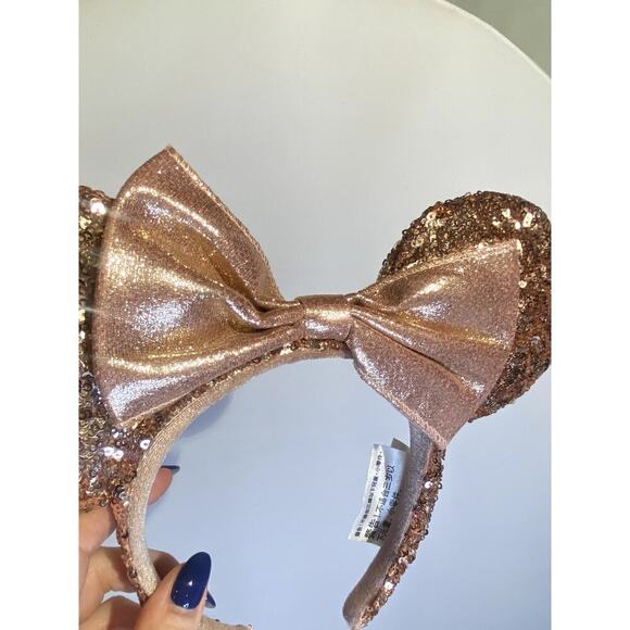 Disney Parks Authentic Rose Gold Sequin Sparkly Minnie Ears - Picture 5 of 6